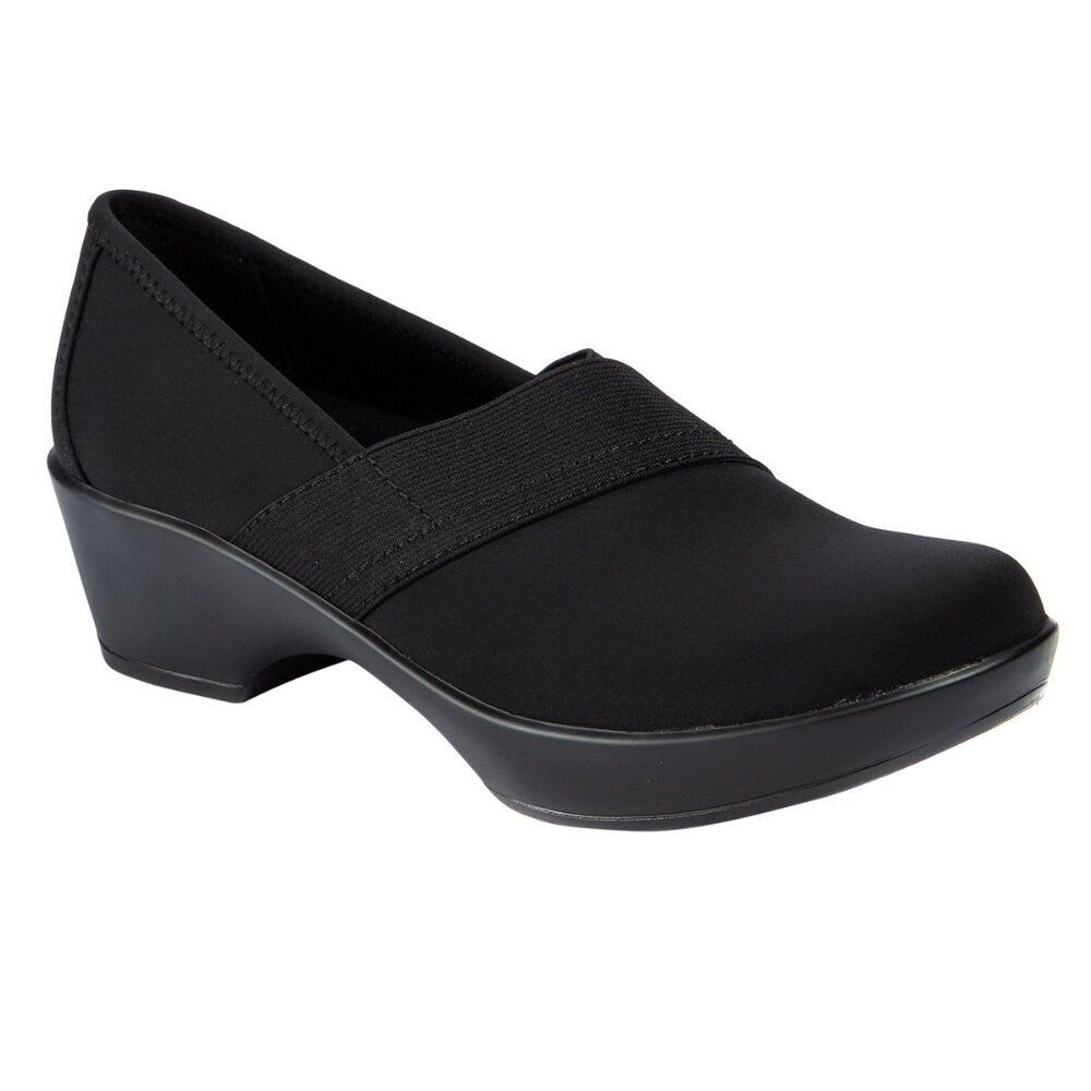 WearEver Clarya Lghtwght Slip On Shoes Loafers Black Comfort Sole Heel Women 6.5